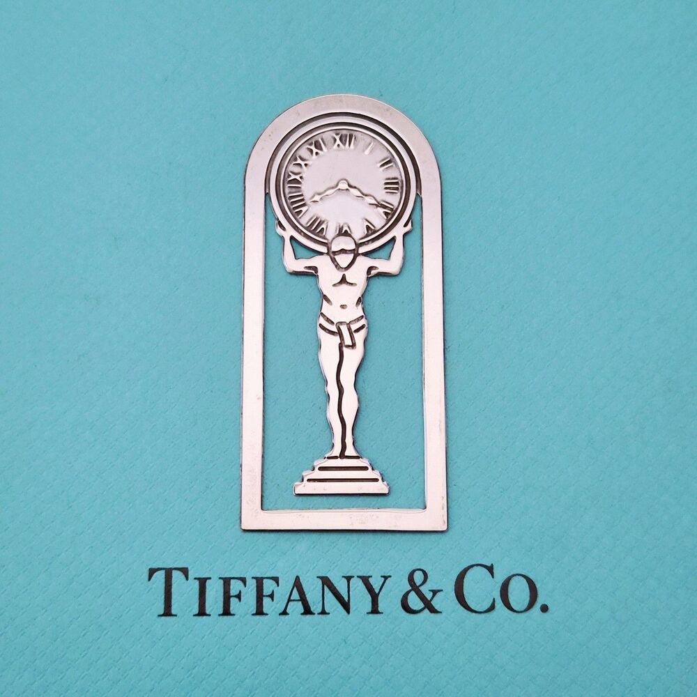 RARE Vintage Tiffany & Co. Atlas Clock Sterling Silver Bookmark